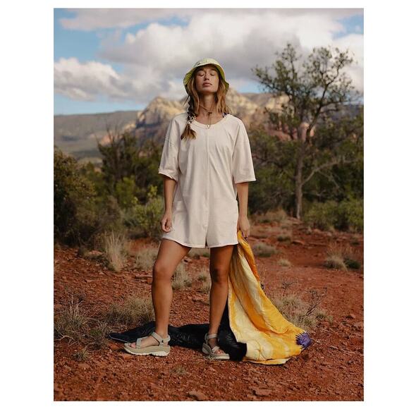 Free People Movement Hot Shot Tee Romper Clay Cream Size Medium - Picture 1 of 13